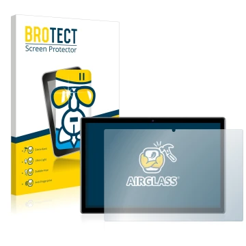 Front side of a product packaging with the brand logo BROTECT. Next to it is the device Teclast P20HD shown with the correspon