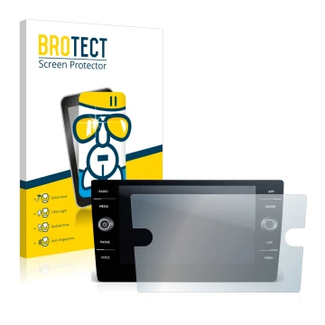 Front side of a product packaging with the brand logo BROTECT. Next to it is the device Volkswagen T-Roc Cabriolet Style TSI 2