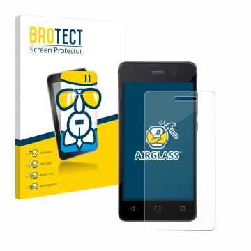 Front side of a product packaging with the brand logo BROTECT. Next to it is the device Omnipod Dash shown with the correspond