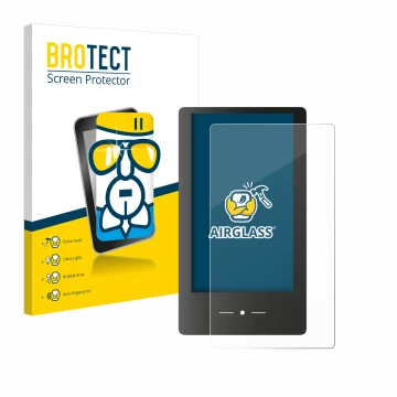 Front side of a product packaging with the brand logo BROTECT. Next to it is the device REINER SCT timeCard Terminal 3 shown w