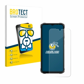 Front side of a product packaging with the brand logo BROTECT. Next to it is the device Ulefone Armor 12 shown with the corres