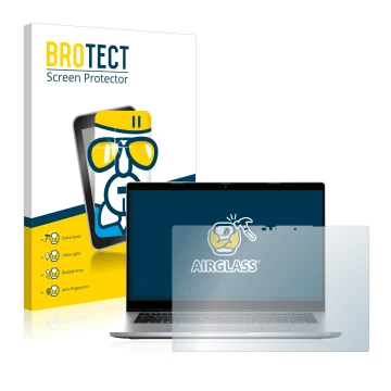 Front side of a product packaging with the brand logo BROTECT. Next to it is the device Dell Latitude 5320 Non-Touch shown wit