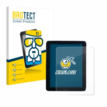 Front side of a product packaging with the brand logo BROTECT. Next to it is the device Volvo Polestar 2 2021 Infotainment Sys