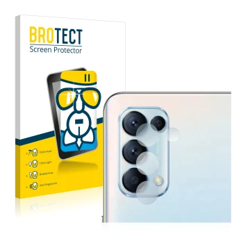 Front side of a product packaging with the brand logo BROTECT. Next to it is the device Oppo Find X3 Lite (ONLY Camera Lens) s