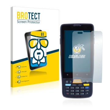 Front side of a product packaging with the brand logo BROTECT. Next to it is the device Datalogic Memor K shown with the corre