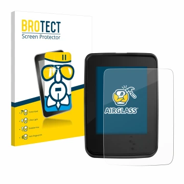 Front side of a product packaging with the brand logo BROTECT. Next to it is the device Giant RideDash Evo shown with the corr