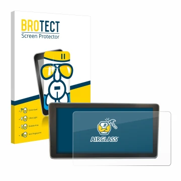 Front side of a product packaging with the brand logo BROTECT. Next to it is the device Audi A4 B9 2017 MMI Plus 8