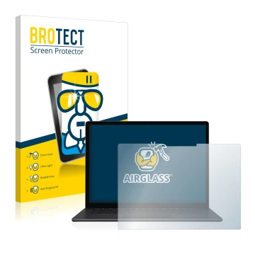 Front side of a product packaging with the brand logo BROTECT. Next to it is the device Microsoft Surface Laptop 4 15