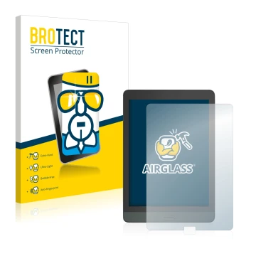 Front side of a product packaging with the brand logo BROTECT. Next to it is the device Boox Nova 3 shown with the correspondi