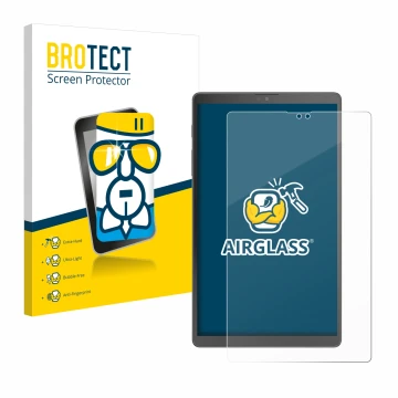 Front side of a product packaging with the brand logo BROTECT. Next to it is the device Samsung Galaxy Tab A7 Lite Wi-Fi 2021 