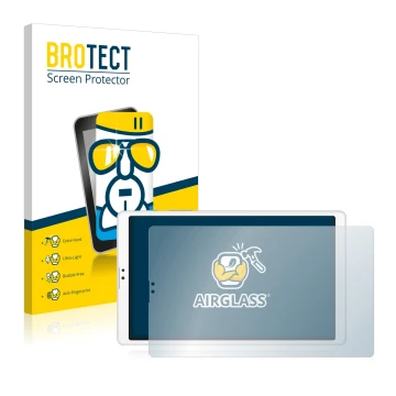 Front side of a product packaging with the brand logo BROTECT. Next to it is the device Samsung Galaxy Tab A7 Lite LTE 2021 (L