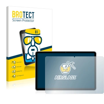 Front side of a product packaging with the brand logo BROTECT. Next to it is the device Huawei MatePad 11 (2021) shown with th