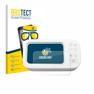 Front side of a product packaging with the brand logo BROTECT. Next to it is the device Omron X7 Smart AFib HEM-7380T1-EOSL sh