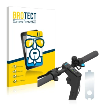 Front side of a product packaging with the brand logo BROTECT. Next to it is the device Segway Ninebot KickScooter MAX G30D sh