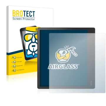 Front side of a product packaging with the brand logo BROTECT. Next to it is the device Kobo Elipsa shown with the correspondi