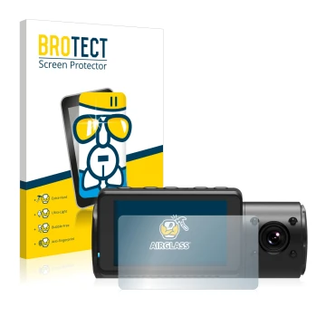 Front side of a product packaging with the brand logo BROTECT. Next to it is the device Vantrue N4 shown with the correspondin