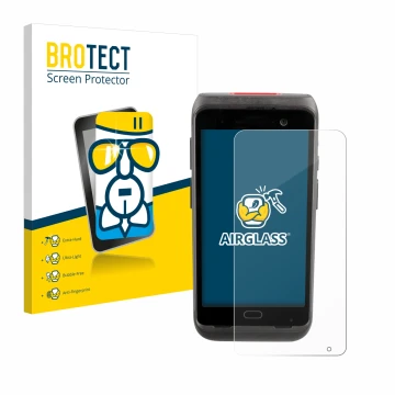 Front side of a product packaging with the brand logo BROTECT. Next to it is the device Honeywell CT40 XP shown with the corre