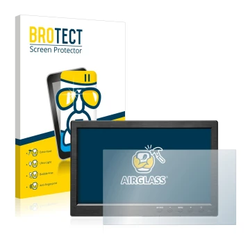 Front side of a product packaging with the brand logo BROTECT. Next to it is the device Podofo HD Monitor 10.1