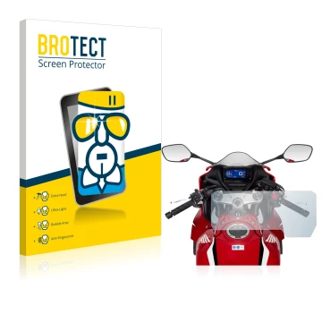 Front side of a product packaging with the brand logo BROTECT. Next to it is the device Honda CBR650R 2019-2021 shown with the