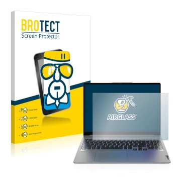 Front side of a product packaging with the brand logo BROTECT. Next to it is the device Lenovo IdeaPad 5 Pro 16