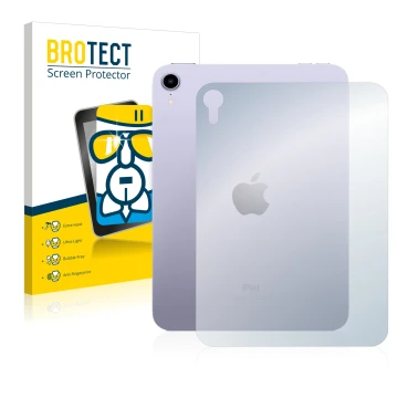 Front side of a product packaging with the brand logo BROTECT. Next to it is the device Apple iPad Mini 6 2021 (6th. Gen., Bac