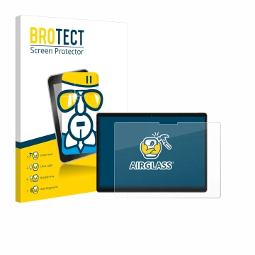 Front side of a product packaging with the brand logo BROTECT. Next to it is the device Dell Latitude 7320 Detachable shown wi