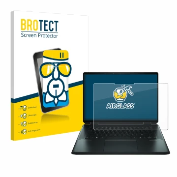 Front side of a product packaging with the brand logo BROTECT. Next to it is the device HP Spectre x360 16