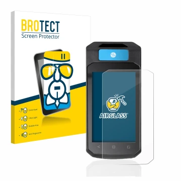 Front side of a product packaging with the brand logo BROTECT. Next to it is the device Accu-Chek Insight mit DBLG1 shown with