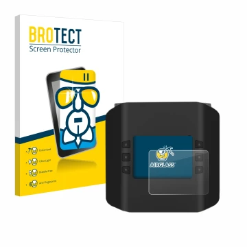 Front side of a product packaging with the brand logo BROTECT. Next to it is the device ISDT Smart Duo Charger K4 shown with t