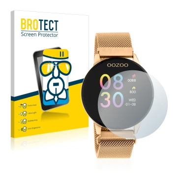 Front side of a product packaging with the brand logo BROTECT. Next to it is the device Oozoo Q00117 shown with the correspond