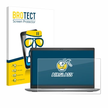 Front side of a product packaging with the brand logo BROTECT. Next to it is the device Dell Latitude 5520 shown with the corr