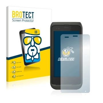 Front side of a product packaging with the brand logo BROTECT. Next to it is the device Honeywell CT45 shown with the correspo