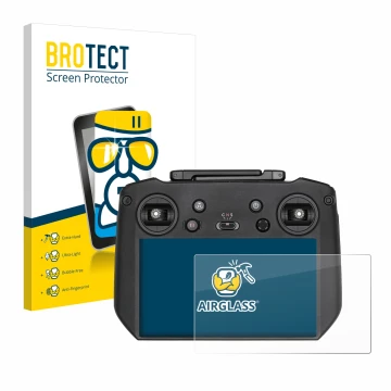 Front side of a product packaging with the brand logo BROTECT. Next to it is the device DJI RC Pro shown with the correspondin