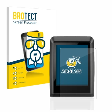 Front side of a product packaging with the brand logo BROTECT. Next to it is the device Bosch Kiox 300 shown with the correspo