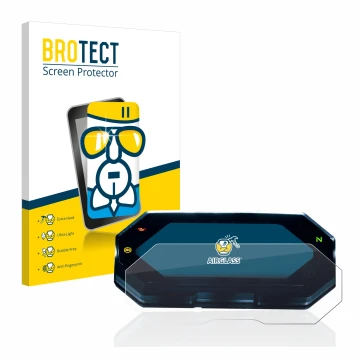 Front side of a product packaging with the brand logo BROTECT. Next to it is the device Yamaha MT-07 2021 shown with the corre