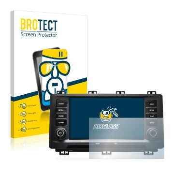 Front side of a product packaging with the brand logo BROTECT. Next to it is the device Seat Ateca 2017 shown with the corresp