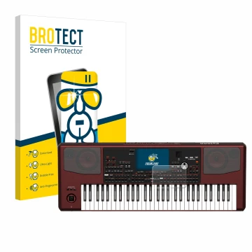 Front side of a product packaging with the brand logo BROTECT. Next to it is the device KORG Pa1000 shown with the correspondi
