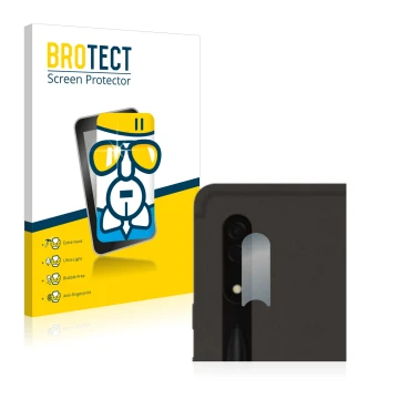 Front side of a product packaging with the brand logo BROTECT. Next to it is the device Samsung Galaxy Tab S8 Ultra 5G (ONLY C