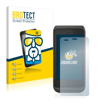 Front side of a product packaging with the brand logo BROTECT. Next to it is the device Honeywell CT45 XP shown with the corre