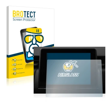 Front side of a product packaging with the brand logo BROTECT. Next to it is the device Renault Captur Easy Link 7