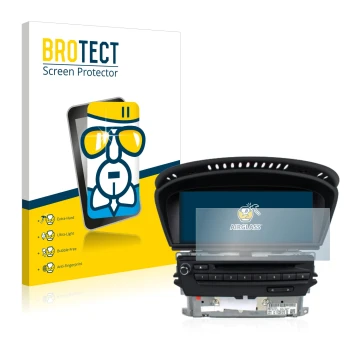 Front side of a product packaging with the brand logo BROTECT. Next to it is the device BMW 3 E93 2011 CIC professional naviga