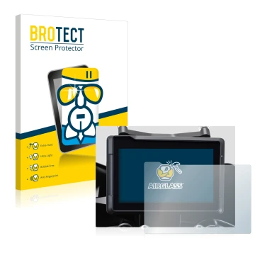 Front side of a product packaging with the brand logo BROTECT. Next to it is the device KTM 1290 Super Duke GT 2022 TFT 7