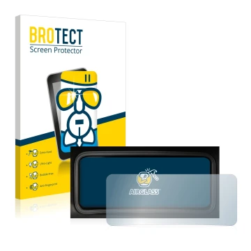 Front side of a product packaging with the brand logo BROTECT. Next to it is the device Hyundai Kona 2022 Speedometer display 