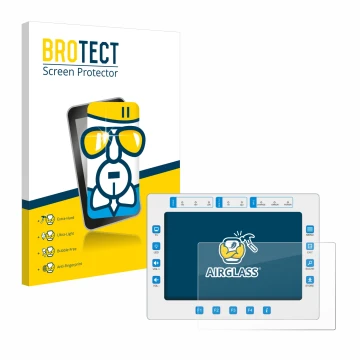 Front side of a product packaging with the brand logo BROTECT. Next to it is the device Megasat HD7 Combo shown with the corre