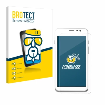 Front side of a product packaging with the brand logo BROTECT. Next to it is the device Pax A77 shown with the corresponding s