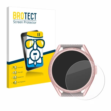 Front side of a product packaging with the brand logo BROTECT. Next to it is the device Michael Kors Access MKGO Gen 5E MKT 51