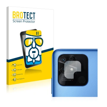 Front side of a product packaging with the brand logo BROTECT. Next to it is the device Xiaomi Redmi 10C (ONLY Camera Lens) sh