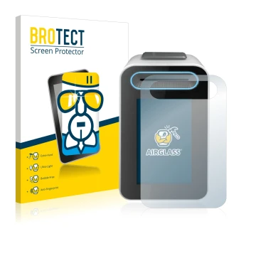 Front side of a product packaging with the brand logo BROTECT. Next to it is the device Cherry eHealth Terminal ST-1506 shown 