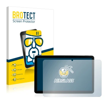 Front side of a product packaging with the brand logo BROTECT. Next to it is the device MEDION Lifetab P10752 shown with the c