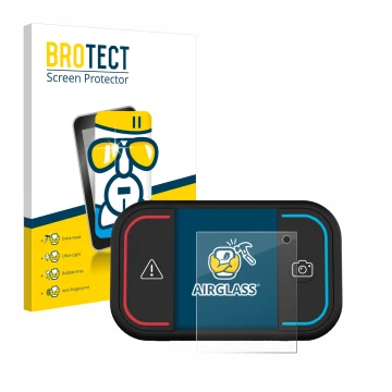 Front side of a product packaging with the brand logo BROTECT. Next to it is the device Saphe Drive Mini shown with the corres